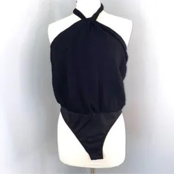 (B51) LUQ Brand Black Jersey Halter Bodysuit, Size Medium, NWT - Picture 7 of 10